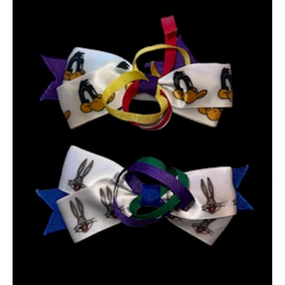 Vintage Looney Tunes Hair Barrette Ribbons Bugs Bunny Daffy Duck 1990 Barrettes